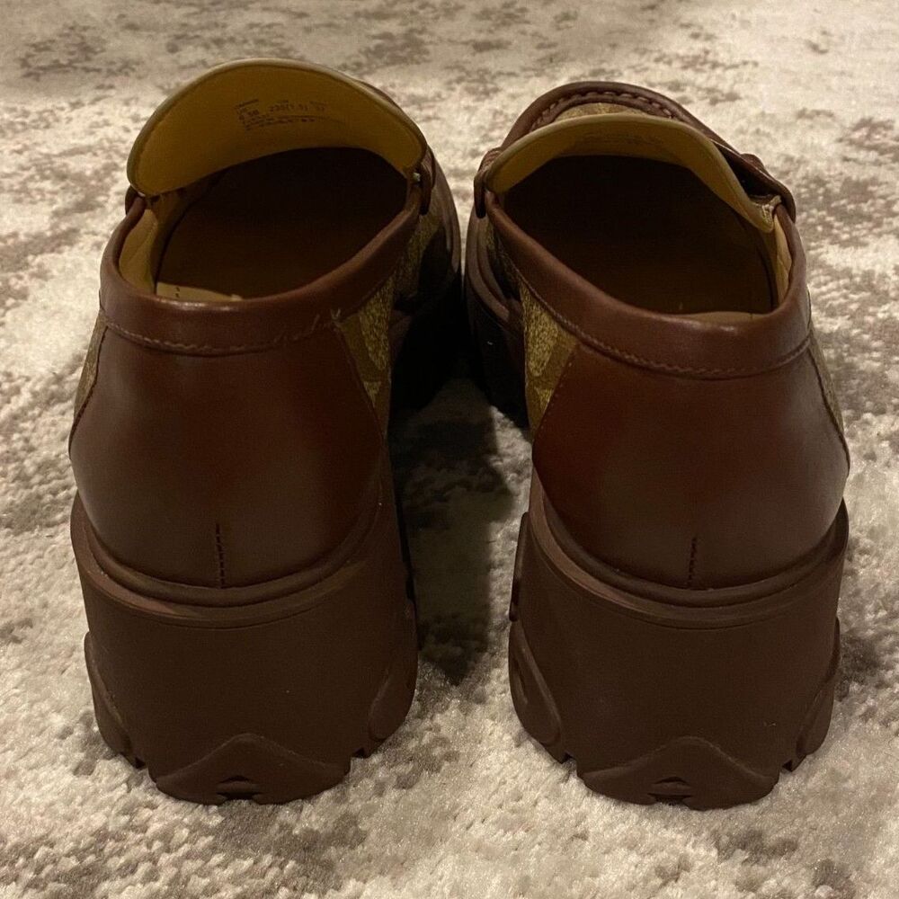 COACH Ruthie Loafers In Signature Canvas Khaki/Walnut Sz 6.5B NIB - Picture 5 of 11